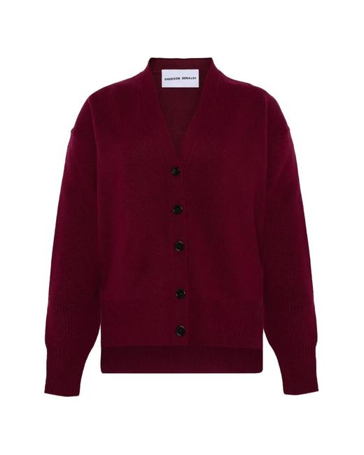 EMERSON RENALDI Red V-Neck Buttoned Cardigan