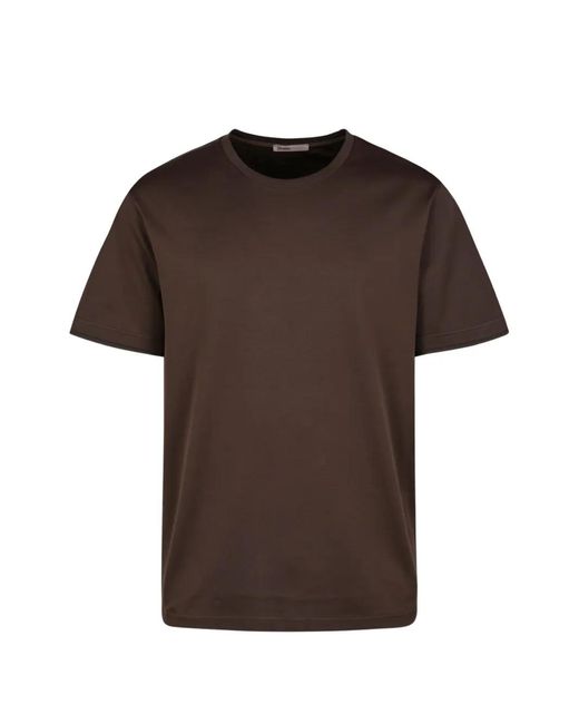 Herno Brown Crew-Neck T-Shirt for men