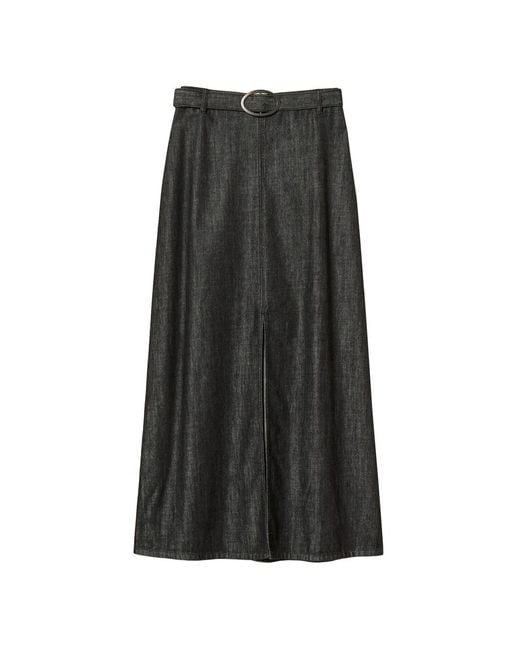 Twinset Black Long Flowing Denim Skirt