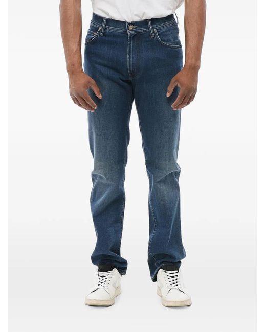 Corneliani Blue Straight-Fit Embroidered-Logo Denim Jeans for men