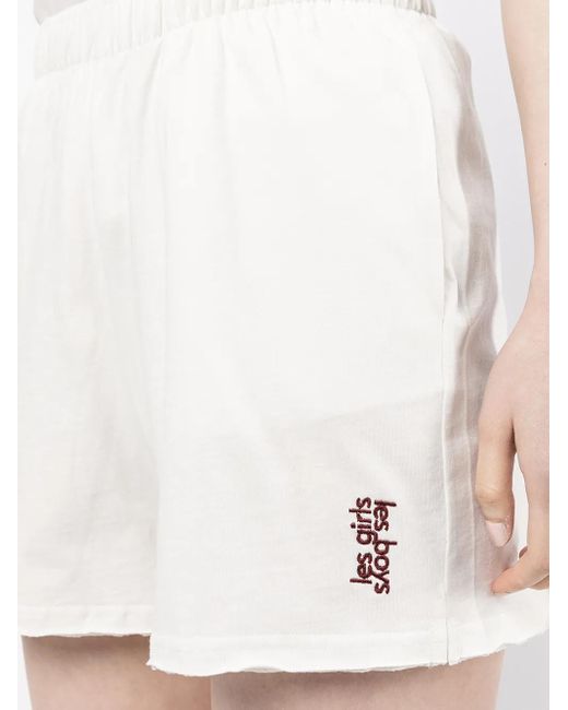 Les Girls, Les Boys White Embroidered-Logo Track Shorts