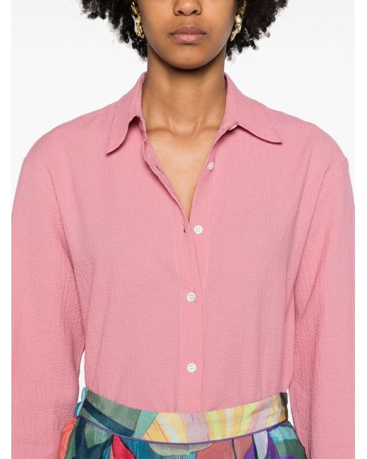Mc2 Saint Barth Pink Seersucker Cotton Shirt