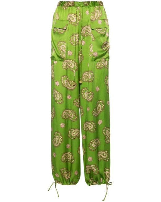 Pantalones Dice De Seda Con Paisley ALÉMAIS de color Green