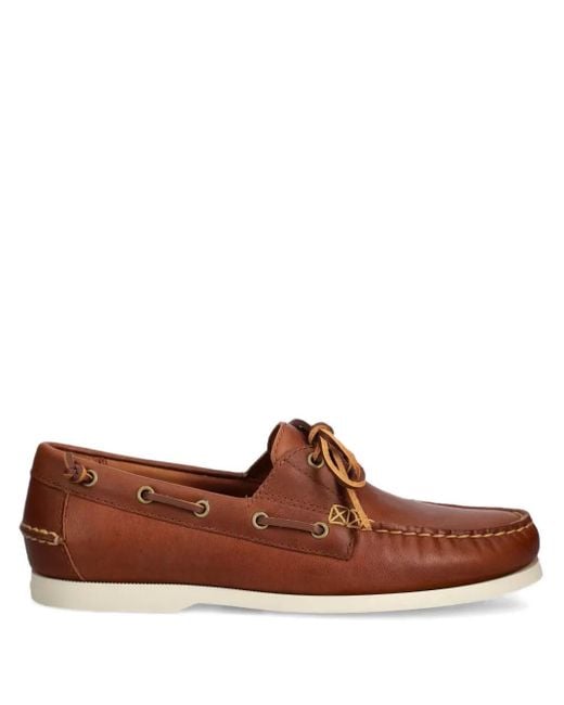 メンズ Polo Ralph Lauren レザー デッキシューズ Brown