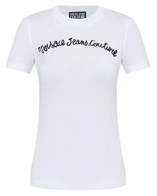 Versace Jeans Couture White Logo-Embellished T-Shirt