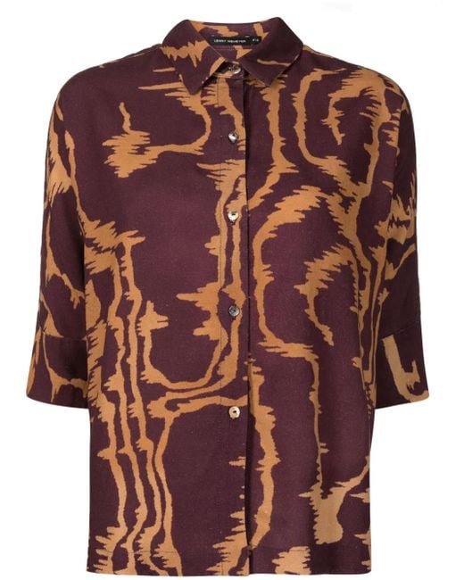 Lenny Niemeyer Brown Abstract-Print Short-Sleeve Shirt