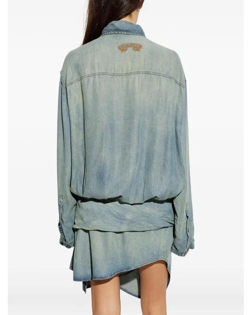 DIESEL Blue Draped Asymmetric Dress