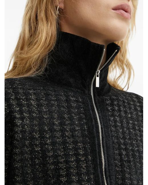 Morgan Black Rmars Quarter-Zip Glitter-Knit Mini Dress
