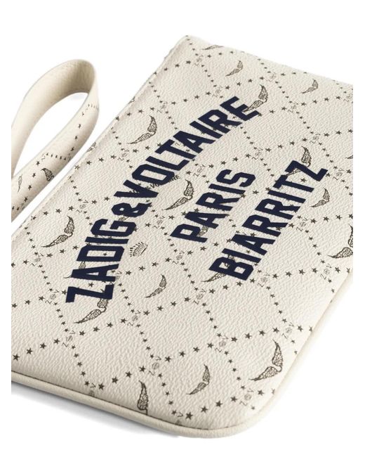 Zadig & Voltaire White Logo-Print Clutch Bag