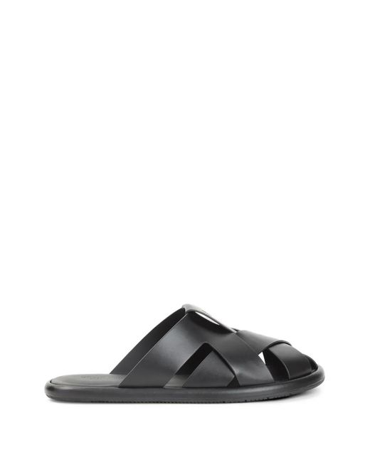 Giorgio Armani Black Interwoven Leather Sandals for men