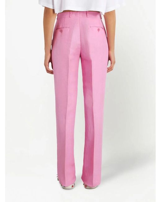 Etro Pink High-Rise Staight-Leg Trousers