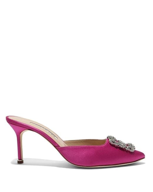 Manolo Blahnik Pink Hangisi 70Mm Leather Pumps