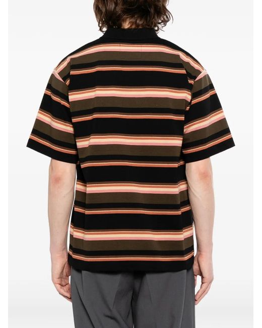 Sacai Black Striped Zip-Up Poplin Polo Shirt for men