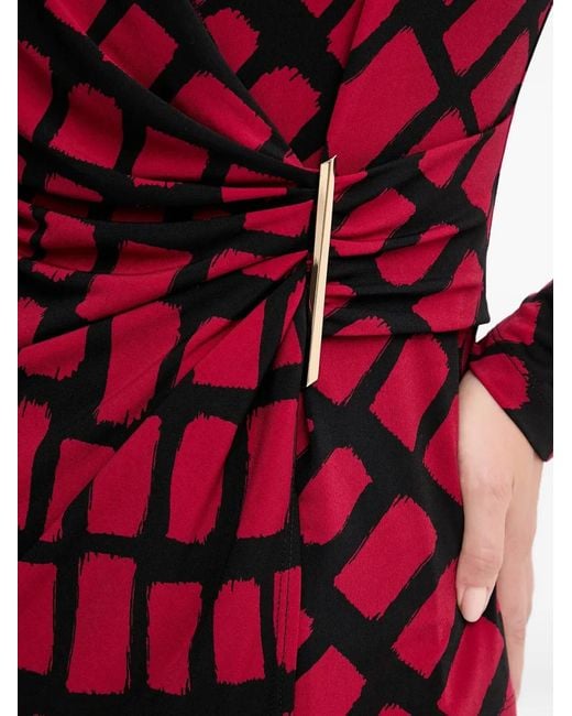 Joseph Ribkoff Red Geometric-Pattern Blouse