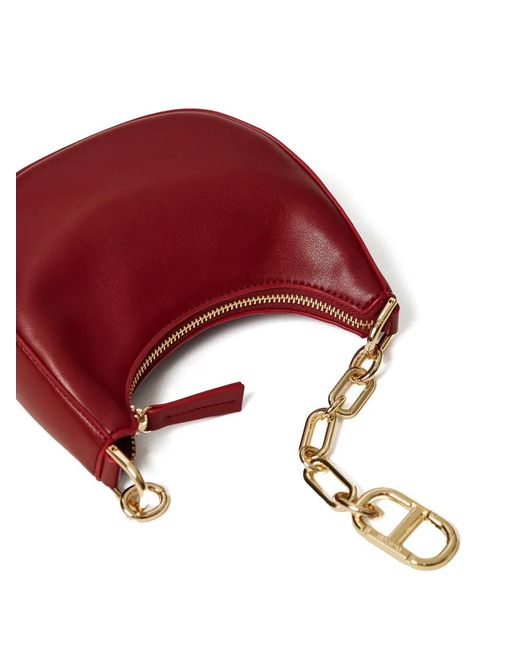 Twinset Red Mini Croissant Tote Bag