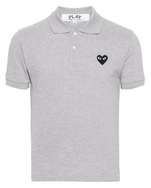 COMME DES GARÇONS PLAY Gray Heart-Patch Piqué Polo Shirt