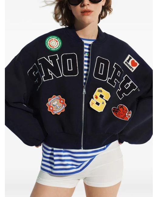Essentiel Antwerp Blue Snoopy Bomber Jacket