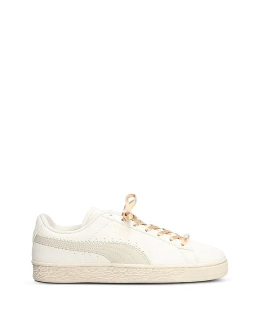 PUMA White Suede Bloom Sneakers