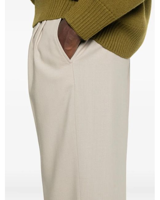 Pantaloni A Gamba Ampia Con Pieghe di AMI in Natural da Uomo
