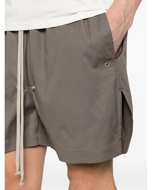 Rick Owens Gray Above-The-Knee Poplin Drawstring Shorts for men