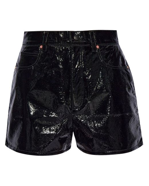 Casablancabrand Black Faux-leather Shorts