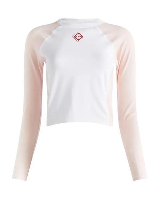 Casablanca White Logo-Patch Raglan-Sleeve Top