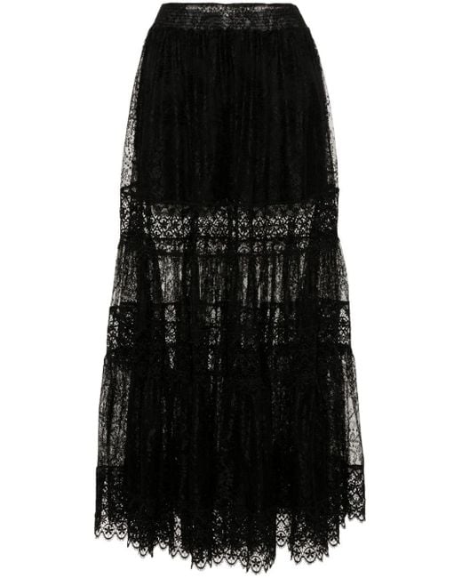 Charo Ruiz Black Simet Lace-detail Maxi Dress
