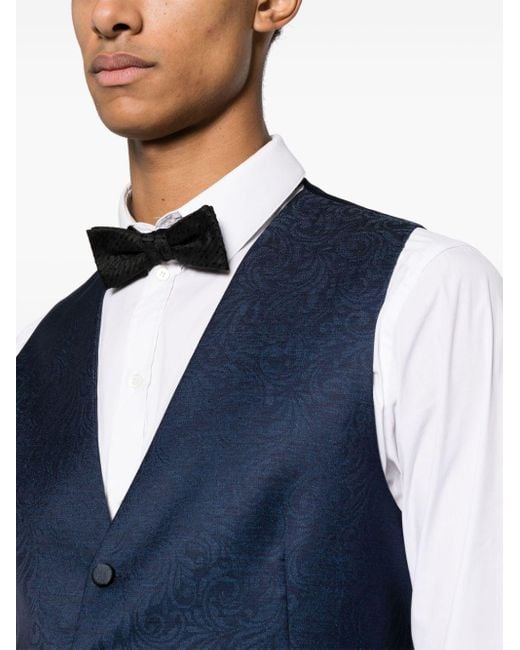 Tagliatore Blue V-neck Button-down Waistcoat for men