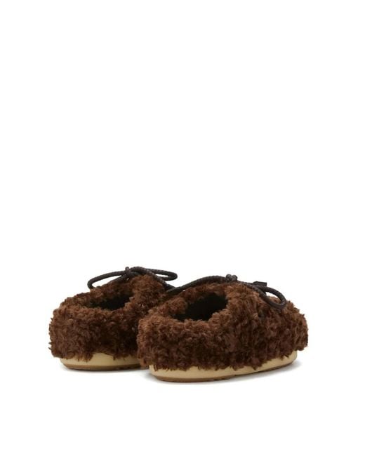 Moon Boot Brown Evx Faux-Shearling Lace-Up Mules