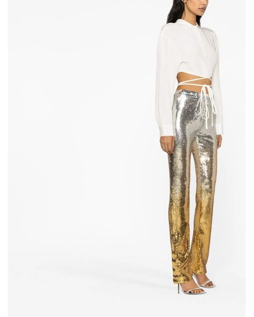 Rabanne Metallic -tone Sequin Embellished Trousers
