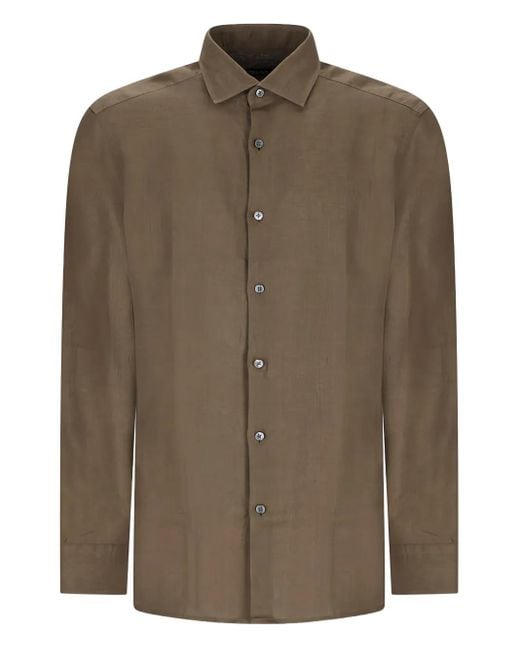 Zegna Overhemd Met Knoopsluiting in het Brown voor heren