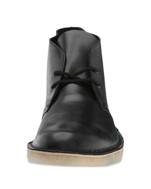 Clarks Black Leather Desert Boots