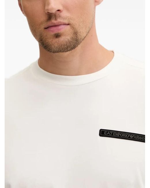 EA7 White Logo-Patch T-Shirt for men
