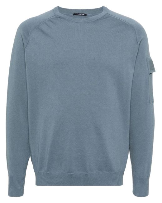 C P Company Blue Cotton Crewneck Sweater for men