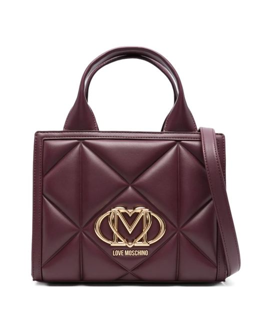 Love Moschino Purple Quilted Logo Tote Bag
