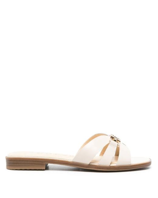 Guess White Leather Slides
