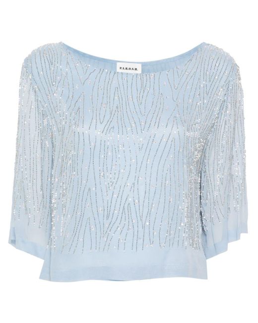 P.A.R.O.S.H. Blue Bead-embellished Blouse