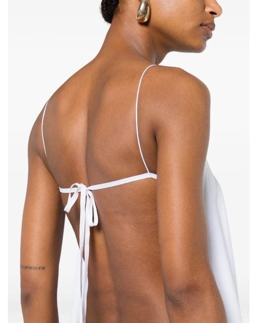 Jacquemus White Pleated Open Back Flowy Top
