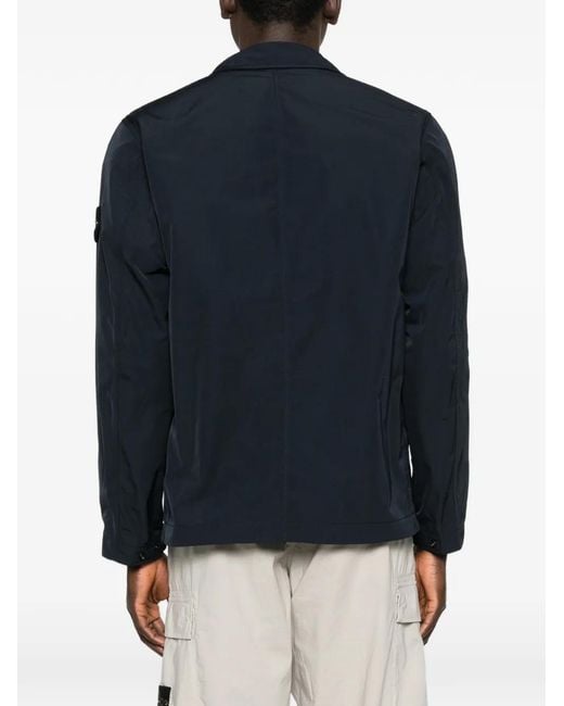 Stone Island Black Veste À Poche Boutonnée for men