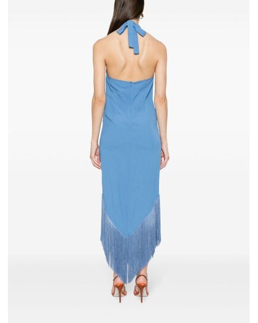 Robe longue frangée à dos nu ‎Taller Marmo en coloris Blue