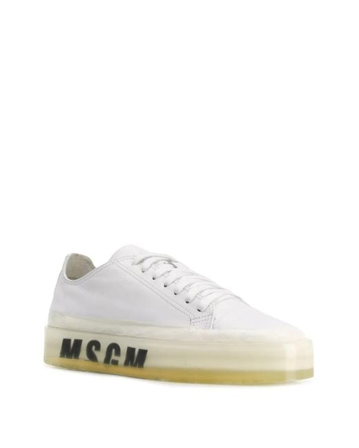 MSGM White Oversized Sole Sneakers