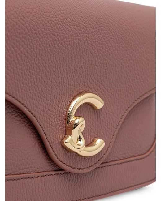 Coccinelle Purple Medium C-Me Logo-Plaque Leather Shoulder Bag