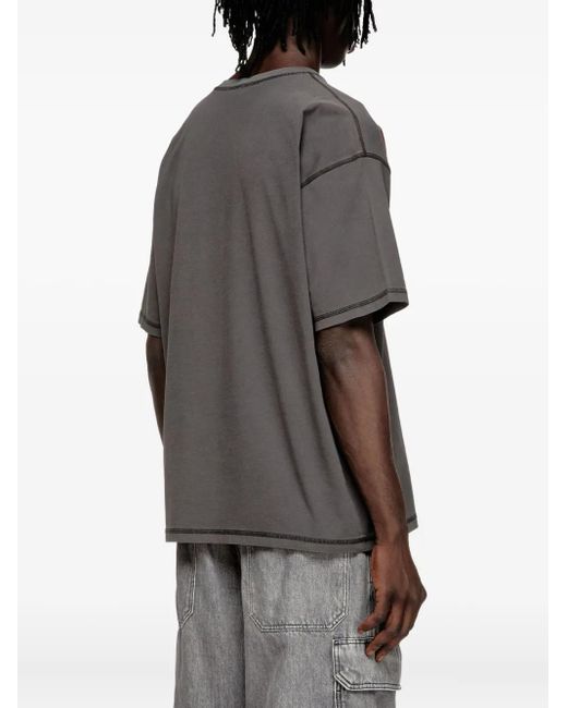 DIESEL Gray Logo-Print Tee for men
