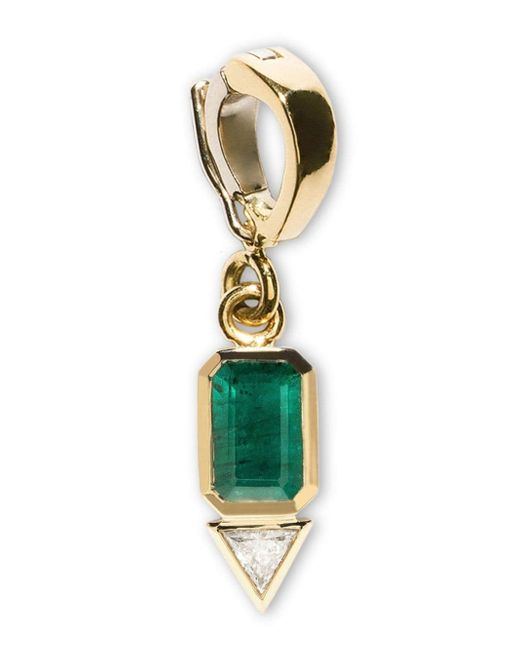 Azlee Green 18kt Yellow Gold Emerald And Diamond Pendant Charm