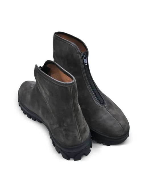 Reproduction Of Found Black Front-Zip Suede Ankle Boots for men