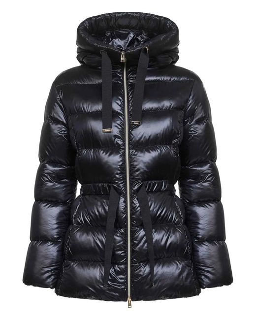 Chaqueta Con Capucha Y Cordones Herno de color Black