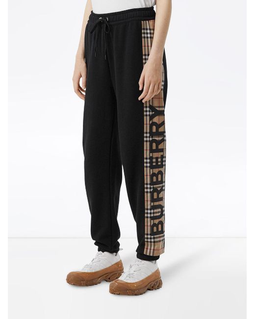 Burberry Vintage Check Panel Track Pants in Black - Save 1% - Lyst