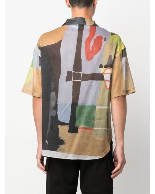 BETHANY WILLIAMS Blue Abstract-Print Short-Sleeve Shirt for men