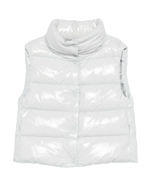 Herno White Quilted High-Neck Vest