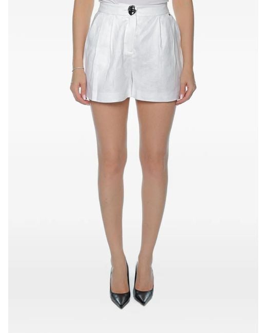 ARMANI EXCHANGE White Pleated Linen Mini Shorts